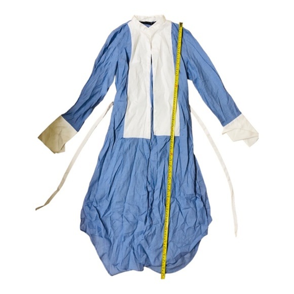 Zara oxford blue bib front split side‎ cotton buttoned down dress size small - Picture 13 of 16